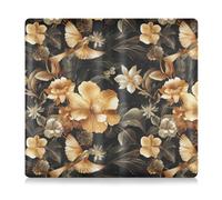 Black and Gold Vintage Flower Bird Leather Car insurance and registration card holder Truck Accessories for Essential Document, Driver License, Cards, Black and gold vintage flower bird, One Size