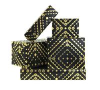 Black and Gold Wrapping Paper, Metallic Black Gold Foil Gift Wrap Paper Geometry Pattern - Triangle, Circle, Square Luxury Vintage Art Paper for Women Men - Birthday Muslim Eid New Year Christmas
