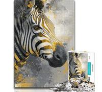 Black And Gold Zebra 1000 Pieces Jigsaw Puzzle For Adults Teens,Help The Brain Exercise Addictive Toys to Cultivate Patience Unique Challenge Game (38x26cm)