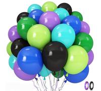 Black and Green Balloons, 60PCS Teal Blue Green Purple Video Game Balloons, Black Purple Blue Balloon for Man Video Game Baby Shower Birthday Monsters Theme Boys Game Night Party Decorations Supplies