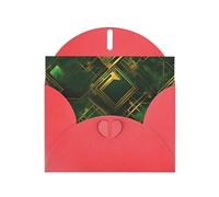 Black And Green Plaid Horizontal Holiday Card With Red Heart Shaped Envelope And Write Various Holiday Greetings