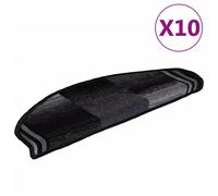 (black and grey, 10 pcs) vidaXL Self-adhesive Stair Mats Carpet Stair Treads Stair Step Protector Rug