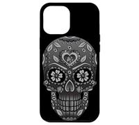 Black and Grey Day of the Dead Floral Sugar Skull Case for iPhone 13 Pro Max