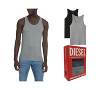 (Black and Grey, XL) DIESEL UMTK E4084 Mens Tank Tops Slim Fit 2x