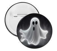 Black And Halloween Ghost Badge Metal Round Pins, Lightweight Brooch for Backpack, Fashion Button Pins Badge for Shirts, Jackets, Shawl Coat, Unisex, 5PCS, Tinplate, metal round pins