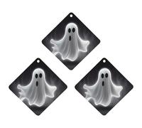 Black And Halloween Ghost Car Air Freshener, 3 Pcs Rhombus Hanging Air Freshener Cards, Long Lasting Fragrance Scented Cards for Car, Home, Office Gray-style