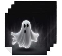 Black and Halloween Ghost Cloth Napkin 4 PCS Table Dinner Napkins Washable & Reusable Cloth Napkins Washable Tablecloth for Party, Wedding, Lunch, Dinners, Banquet, Christmas