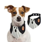 Black and Halloween Ghost Dog Bandanas,Summer Bandanas for Dogs Washable Adjustable Dog Triangle Scarf Bibs Cute Pet Bibs for Medium Large Dogs Puppy and Cats Large