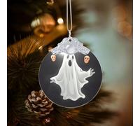 Black and Halloween Ghost Glass Christmas Tree Ornaments 2025 Round Hanging Pendant Xmas Tree Decorations for Party Wedding Fireplace Outdoor