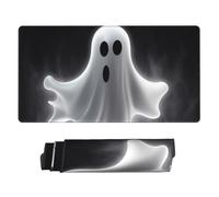 Black and Halloween Ghost Mouse Pad Large Desk Mat XL PU Leather Desk Pad Waterproof Gaming Mousepad Easy Clean Desks Protector Mat Keyboard Mats, Writing Pads for Office Home 29.5 x 16 in