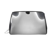 Black and Halloween Ghost Printed Makeup Bag for Women Portable Leather Make up Bag Travel Cosmetic Bags Organizer, Silver Zipper