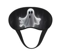 Black and Halloween Ghost Sleep Mask for Side Sleeper Eye Mask for Sleeping Light Blocking Soft Breathable Sleep Eye Mask for Women Men Adjustable Elastic Strap Travel Nap Blackout Eye Shade Cover