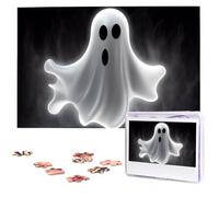 Black And Halloween Ghost Wooden Puzzles 1000 Pieces Personalized Jigsaw Puzzle For Adults Interesting Custom Photo Puzzles Gift For Holiday Birthday Wedding Anniversay