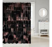 Black and Light Pink Fabric Shower Curtain Modern Geometric Bathroom Curtains Gradient Neon Cubes Bath Curtain 72"Wx78"L,Abstract Square Plaid Bathroom Accessories Lattice Decor