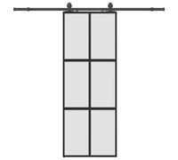 (black and matt, 76 x 205 cm (213 cm sliding rail)) vidaXL Sliding Door with Hardware Set Black 76x205 cm Tempered Glass