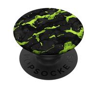 Black and Neon Green Camouflage Camo Pattern Goth PopSockets Adhesive PopGrip