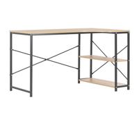 (black and oak, l-shaped desk) vidaXL Computer Desk with Bookshelf Corner Table Study Table Writing Desk