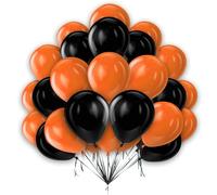 Black and Orange 12 Inch Halloween Metallic Chrome Balloons for Wedding Birthday Party Arch Garland Decorations - Pack of 25