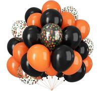 Black and Orange Balloons, 60pcs 12Inch Black Orange Balloons and Confetti Balloon for Graduation Halloween Baby Shower Anniversary Birthday Praty Decoration