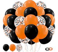 Black and Orange Balloons przyjecie 60 Pcs 12 inch Halloween Balloons Confetti Balloon Pack for Birthday Gratuation Autumn Fall Harvest Gothic Dark Theme Party Decoration