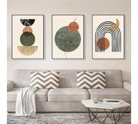 Black and Orange Modern Wall Art 3pcs Abstract Geometric Bohemian Medieval Botanical Canvas Painting Living Room Home Decor 20x30cmx3 No frame