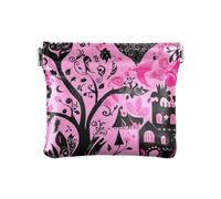 Black and Peach Halloween Castle Women's Leather Coin Purse Fancy Card Key Organizers for Woman Girl, Black and peach Halloween Castle, Decoration