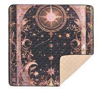 Black and Peach Tarot Astrology Soft Padded Baby Play Mat for Indoor Outdoor 1-Piecing Tummy Time Activity Mat for Baby Toddler Infant, 50'' x 50''