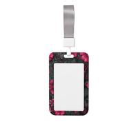 Black and Pink Butterfly Sliding Id Badge Holder Hard Plastic Work Card Case Name Tag Protector for Nurses Office