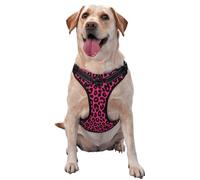 Black And Pink Leopard Print Pattern No Pull Dog Harness Adjustable Reflective Oxford Easy Control Medium Large Dog Harness