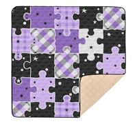 Black and Purple Creative Puzzle Check Pattern Soft Foam Baby Play mat Activity Gym for Indoor Outdoor Portable Foldable Kicking Mat for Baby Toddler Infant, 50'' x 50''con Musica