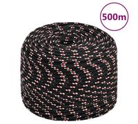 vidaXL Boat Rope Anchor Line Braided Cord UV Resistant Ship Marine Yacht Coil Rope Abrasion Resistant Black 10 mm 500 m Polypropylene