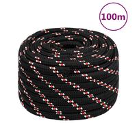 (black and red, 20 mm/ 100 m) Marine Rope Dock Coil Boat Line Polypropylene Rope Multi Sizes Multi Colours