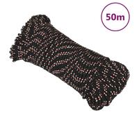 (black and red, 3 mm/ 50 m) Marine Rope Dock Coil Boat Line Polypropylene Rope Multi Sizes Multi Colours