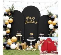 Black and Red Arch Backdrop Cover 6FT 5FT 4FT Arch Covers Stretchy Backdrop Set of 3, Wedding Arch Cover Spandex Fitted Double-Color Fabric Arch Covers for Party Baby Shower Birthday Decoration