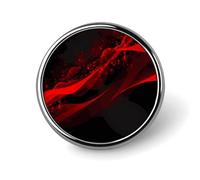 Black And Red Background Badges Decorative, Durable Aluminum Alloy Round Badge, Lightweight Button Brooch for Shirts, Jackets, Hats, Uniforms 1"