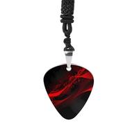 Black And Red Background Guitar Pick Necklace Exquisite Titanium Steel Personalized Necklaces Cool Pendant Necklaces Fashion Guitar Pick Holder Necklace Unique Gifts for Adult