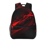 black and red background Print Backpack Large-Capacity Laptop Bag For Women and Men Casual Backpack For Travel Office, Black, One Size, Daypack Backpacks