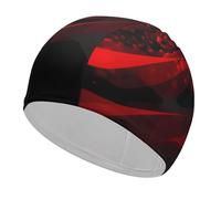 Black and Red Background Swim Cap for Adult, Elastic Fabric Swimming Cap, Comfortable Bathing Cap for Long & Short Hair