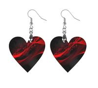 Black And Red Background Wooden Earrings for Women, Vintage Elegant Wood Jewelry, Lightweight Earrings for Wedding, Party, Everyday Jewelry Gift, Love, Wood, wood