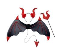 Black and Red Bat Wings Costume Accessories - Halloween, Role Playing, Role Playing, and Party Devil Gothic Vampire Bat Costume Set (Black+Red)