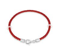 Black and Red Braided Leather Bracelet for Women/Men, Woven Genuine Leather Cord Bracelets with 925 Silver Lobster Clasp and Rubber Rings, Personalized for Mothers Day/Christmas Gifts Jewelry Making