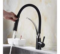 Black and Red Bridge-Mounted Brass Kitchen Faucet, Hot and Cold Mixer, Modern Design, Easy Installation, Perfect for Home and Commercial Use