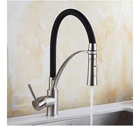 Black and Red Bridge-Mounted Brass Kitchen Faucet, Hot and Cold Water Mixer, Stylish and Sink Tap for Modern Home Décor