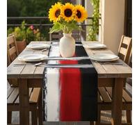 Black And Red Brush Table Runner 16x72 inch Classic Modern Art Cotton Linen Dining Table Runner Ideal for Dresser Kitchen Coffee Tables - Machine Washable