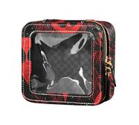 Black and Red Cartoon Evil Aliens Gothic Clear Makeup Bag for Purse Toiletry Bags Portable Make Up Organizer for Traveling