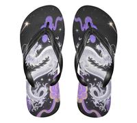 Black and Red Chinese Dragon Stars Purple Shining Dragon rubber reef flip flops supportive flops for women for Shower, Stars Purple Shining Dragon, 10-11