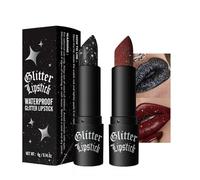 Black and Red Diamond Shimmer Metallic Lipstick - High Pigment, Long Lasting, Waterproof, Sparkling Glitter Lip Gloss with Matte Finish and Moisturizing Glow