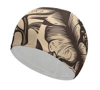 Black and Red Flowers Swim Cap for Adult, Elastic Fabric Swimming Cap, Comfortable Bathing Cap for Long & Short Hair