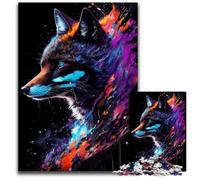 Black And Red Fox Portrait 1000Pc Adults Jigsaw Puzzle Wooden Puzzles Challenging Brain Teaser for Teenagers, Family Game Night Fun 50x75CM/19.68x29.52inch