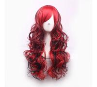 Black and red Halloween cosplay wig long curly hair big wave wig head cover